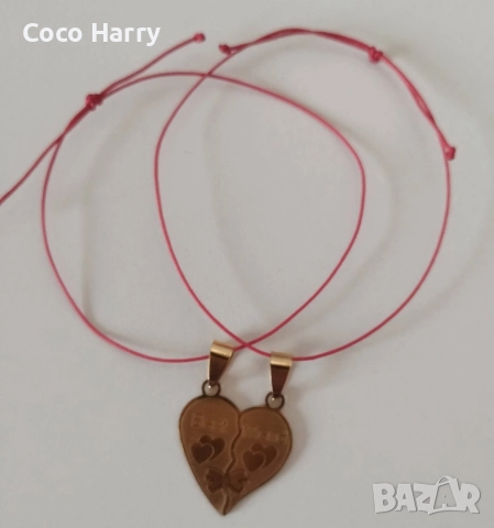 Гривни за най-добри приятелки,на червен конец,ръчно изработени, снимка 4 - Гривни - 52889217