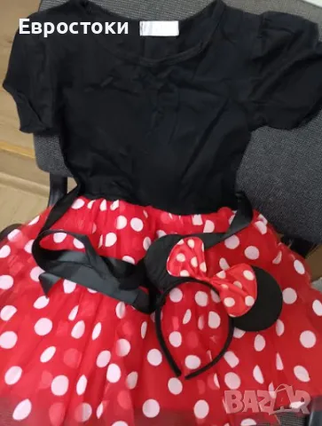 Детски костюм Minnie Mouse Disney, рокля Мини Маус и диадема с ушички и панделка, 150 см, снимка 5 - Детски комплекти - 47767687