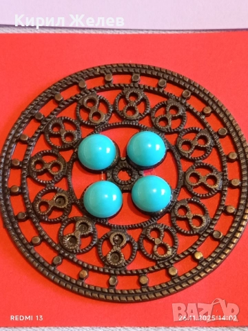Винтидж бижу с тюркоазени камъни филигранна изработка 27437, снимка 5 - Други - 52548257