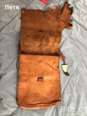 Дамска кафява чанта от естествена кожа от глиган, снимка 3 - Чанти - 30465490