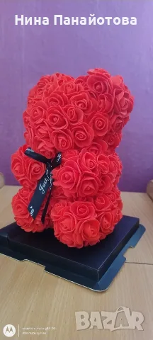 Мече от рози в прозрачна кутия , снимка 2 - Подаръци за жени - 54455215