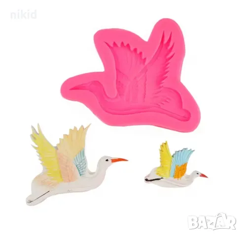 3 вида щъркел птица силиконов молд форма фондан шоколад декор, снимка 5 - Форми - 49899336