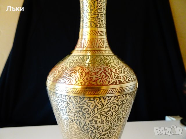 Бронзова ваза,клетъчен емайл 34 см. , снимка 3 - Вази - 31768755