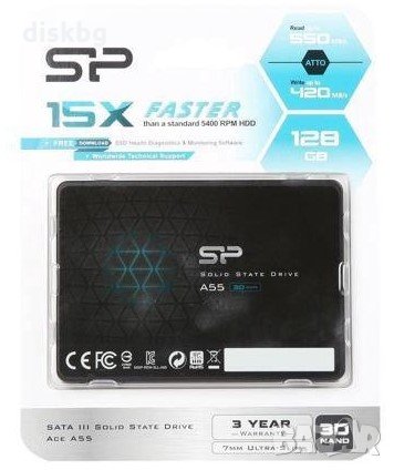 SSD 128GB Silicon Power Ace A55, SATA 6Gb/s, 2.5"- Нов твърд диск, запечатан, снимка 2 - Твърди дискове - 35220668