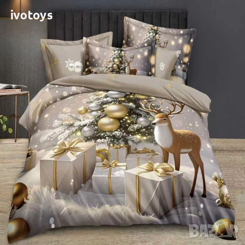 Двулицево коледно спално бельо (Реално изображение), 6 части - Модел WS18764