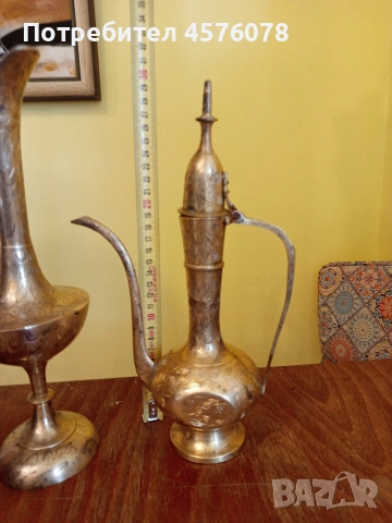 старинни бронзови ибрик и кана, снимка 2 - Антикварни и старинни предмети - 54180980