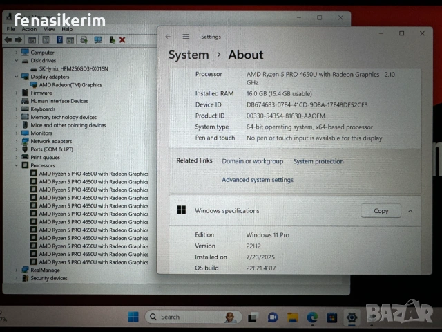 14' Full HD IPS Ryzen 5 PRO 4650u Lenovo ThinkPad T14 Gen 1 16GB DDR4/512GB NVMe/4G Sim/Бат 6ч, снимка 7 - Лаптопи за работа - 53997162