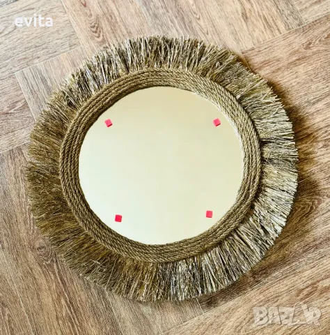Бохо огледало от рафия. Ръчна изработка! , снимка 7 - Огледала - 47422953