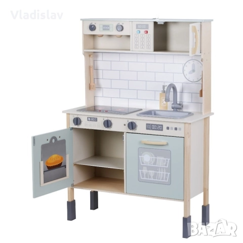 Дървена детска кухня със светлина и звук, снимка 4 - Играчки за стая - 52590412