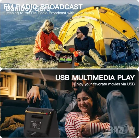 Портативен Мини преносим с батерия телевизор, 7 инча, DVB-T2 DAB+ FM H.265, , снимка 8 - Телевизори - 49468173