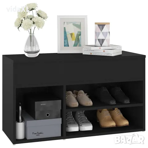 vidaXL Пейка за обувки, черна, 80x30x45 см, инженерно дърво, снимка 7 - Маси - 56147834