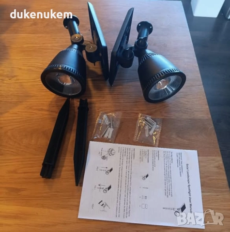 Комплект от 2 бр. Соларни градински спот лампи, топло бяло, снимка 7 - Соларни лампи - 52231799