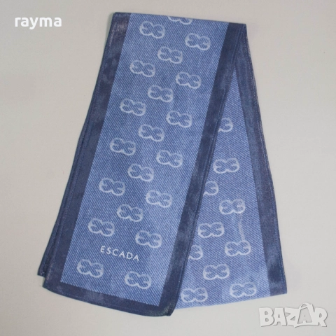 Escada шал естествена коприна с ламе дънково синьо с лого