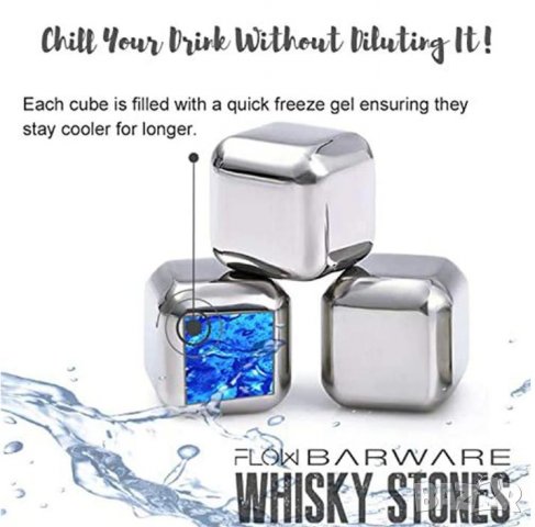Food-Grade 304 SS Stainless Steel Whisky Stones Метални Ледчета Уиски Ракия Вино Коктейли Сок Бира, снимка 10 - Форми - 37390062