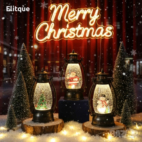 Ретро LED коледен фенер с падащ сняг – магическа светлина и празничен уют, снимка 4 - Коледни подаръци - 52750523