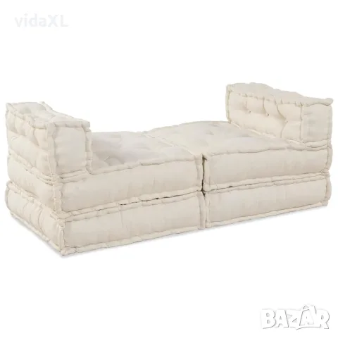 vidaXL Модулен диван Текстил Кремаво 210 x 140 x 56 см, снимка 3 - Дивани и мека мебел - 56147001