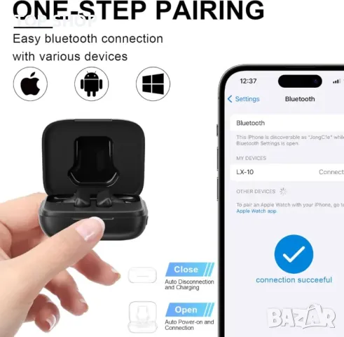 Безжични слушалки, интелигентен сензорен екран, Bluetooth 5.4, ANC/ENC, HiFi стерео, IPX5, черни, снимка 3 - Безжични слушалки - 49551972