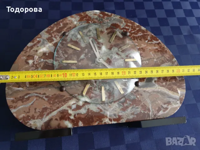 Каминен мраморен механичен френски часовник, снимка 4 - Антикварни и старинни предмети - 49151143