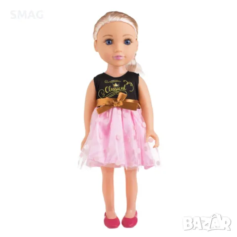 Модна кукла момиче с розова черна рокля - 45 см S_1245428