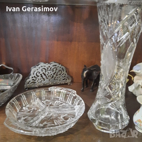 Кристална ваза и чиния за ядки , снимка 2 - Вази - 54273477