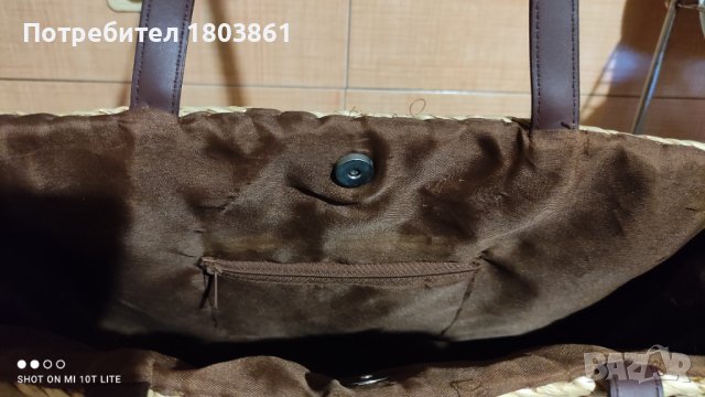 Дамска чанта от ратан с кожени дръжки, снимка 2 - Чанти - 39652851