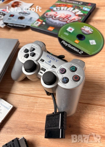 PS2 Slim Silver PlayStation 2 + подарък 6 игри и два контролера, снимка 4 - PlayStation конзоли - 53901236