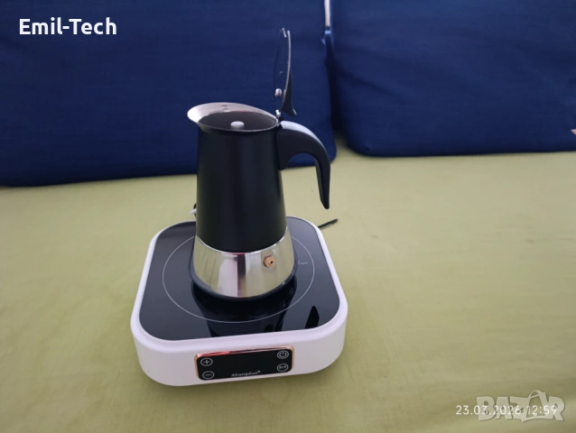 Нов мини индукционен котлон 1000W с кафеварка Мока – комплект, снимка 8 - Кафемашини - 53949223