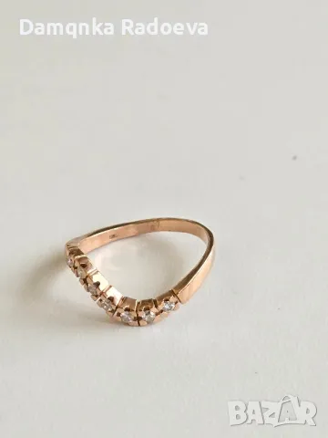 Златен пръстен с Диаманти , снимка 4 - Пръстени - 49847453