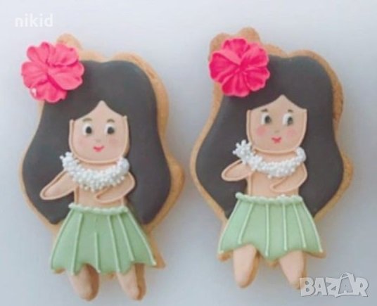 Момиче Хавайка Хавайско Тропическо парти пластмасов резец форма фондан тесто бисквитки, снимка 3 - Форми - 33775871