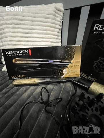 Сешоар и преса за коса Remington Gold Dust в отлично състояние и в гаранция , снимка 4 - Преси за коса - 52871012