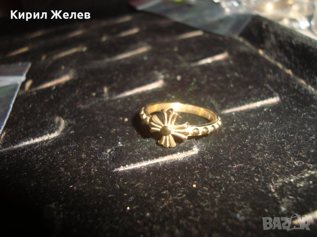 КРЪСТООБРАЗЕН СТОМАНЕН НЕРЪЖДАЕМ ПОЗЛАТЕН АРТ МОДЕН ПРЪСТЕН 9058, снимка 9 - Пръстени - 34529642