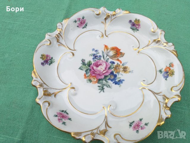 Rococo VEB JLMENAU 1426/ 1934г Порцелан немски, снимка 4 - Чинии - 34560804