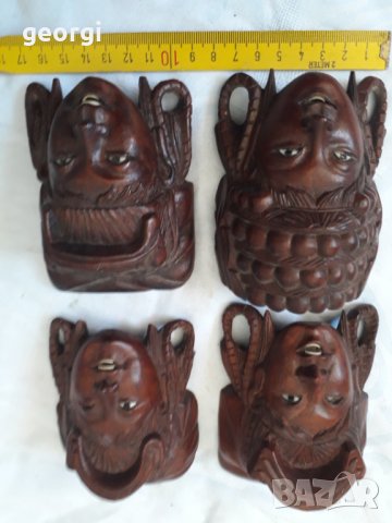Колекция от четири дърворезбовани статуетки женски глави, снимка 3 - Декорация за дома - 31481210