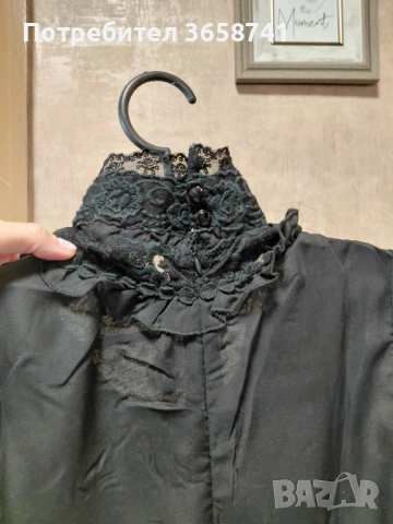 Дамска черна риза с дантела, снимка 2 - Ризи - 54040576