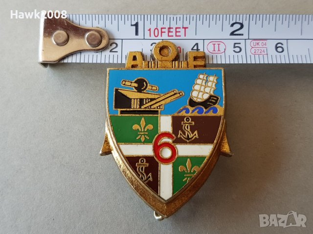 Френска полкова военноморска емайлирана значка A.O.E 6, снимка 7 - Колекции - 40285885