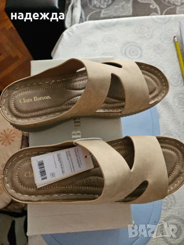 Летни бежови чехли голям размер , снимка 4 - Чехли - 51193345