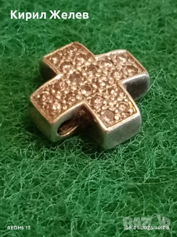 Сребърен кръст JOOP! с инкрустирани кристали Розов Турмалин ювелирна изработка 52817, снимка 3 - Колиета, медальони, синджири - 52982952