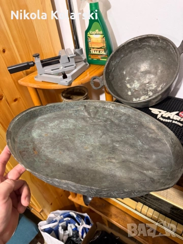 Старинки, медни/бакърени тенджери, синия, синджир и букай, снимка 11 - Антикварни и старинни предмети - 53252774