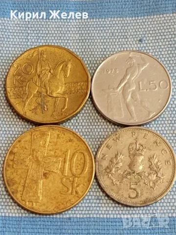 Четири монети от цял свят ИТАЛИЯ, АНГЛИЯ, СЛОВЕНИЯ, ЧЕХИЯ за КОЛЕКЦИЯ 30581