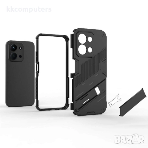 Xiaomi Redmi 15C 5G / 4G / Poco C85 4G Удароустойчив - PC+TPU Калъф с Протектор и Стойка (Черен, Бял, снимка 11 - Калъфи, кейсове - 52072361