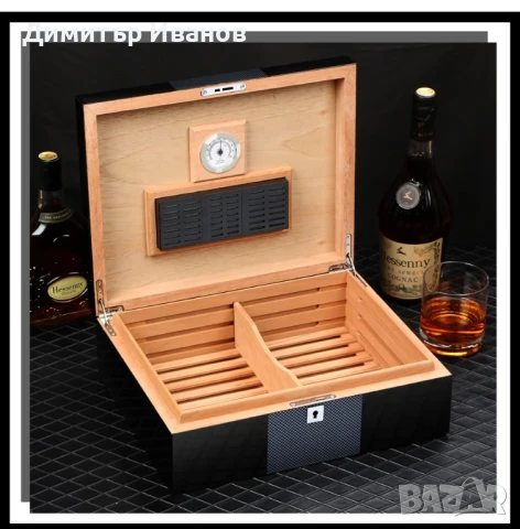 Galiner кедров хумидор със овлажнител и хидрометър за 30-50 пури, снимка 3 - Други - 50992266