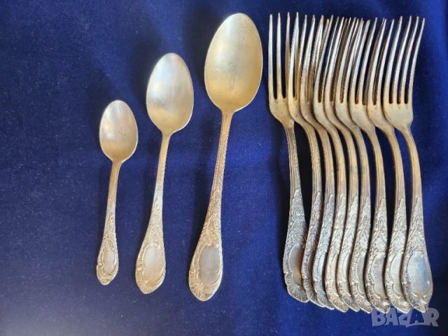 лъжички за чай / кафе, посребрени, к-т 6 броя, модел "Дубок", СССР / + прибори от този модел отделно, снимка 5 - Сервизи - 50594896