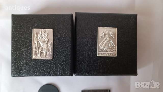 Малки сребърни икони - Дева Мария и Свети Христофор