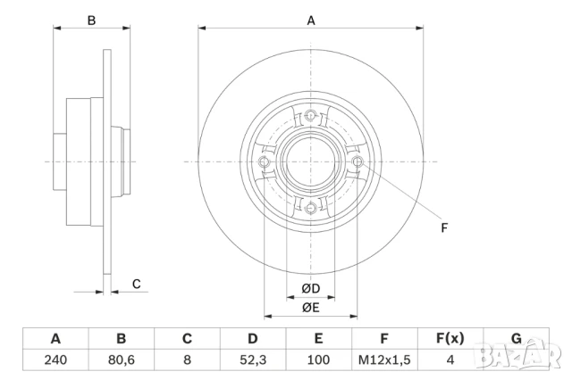 Диск спирачен заден дeсен/ляв за DACIA,NISSAN,RENAULT № R1005PC, снимка 3 - Части - 50738296