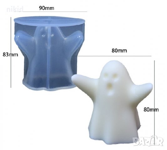 Призрак дух духче дявол Хелоуин Halloween силиконов молд форма шоколад фондан гипс свещ сапун смола , снимка 3 - Форми - 37100595