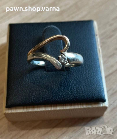 Златен пръстен с диамант – 585 проба, 14 карата, снимка 2 - Пръстени - 50709947