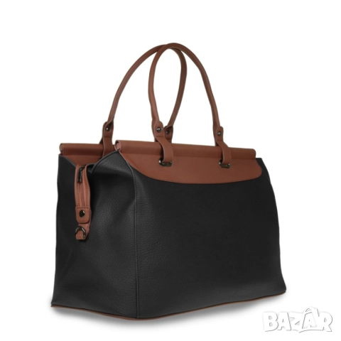 ГОЛЯМА ДАМСКА ЧАНТА ОТ ЕКО КОЖА В ЧЕРНО И КАФЯВО WB002, снимка 2 - Чанти - 51945080