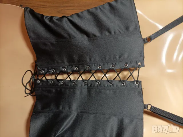 Черен корсет - сатен, снимка 2 - Корсети, бюстиета, топове - 49104487