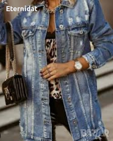 Дълго дънково яке , снимка 3 - Якета - 52074531