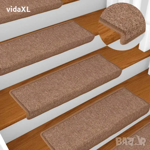 vidaXL Изтривалки за стълби, 30 бр., 65x21x4 см, кафяви, с правоъгълен кант, снимка 2 - Изтривалки - 56147153